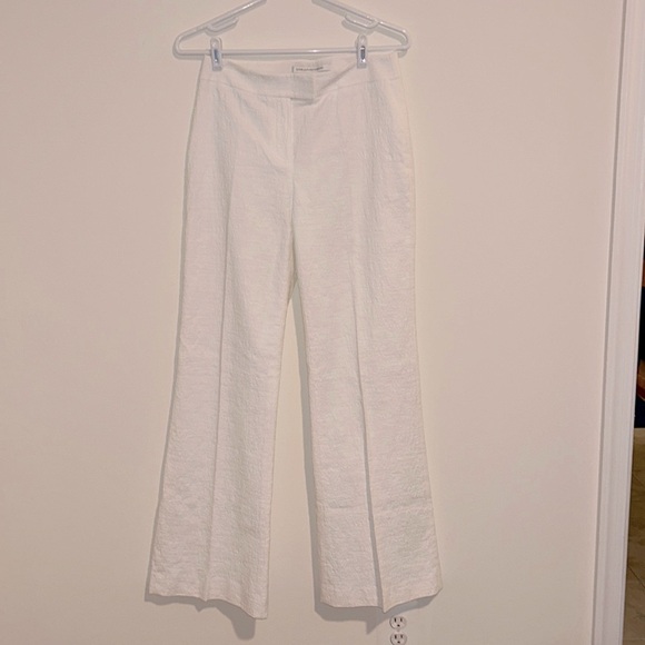 Diane Von Furstenburg Nicola Textured Cotton Wide Leg Pants White - Picture 2 of 10
